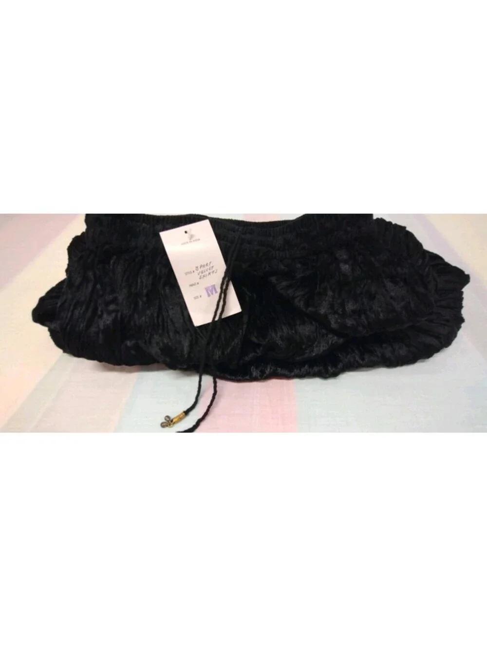 Vintage Authentic New Wave Goth Black Velvet Crush Skirt Witchy Broomstick M NEW